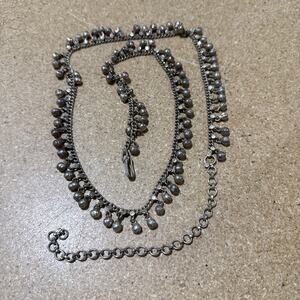 Long Mixed Metal Dangle Bell Necklace Tribal Boho Belly Dance Hook Clasp 36”